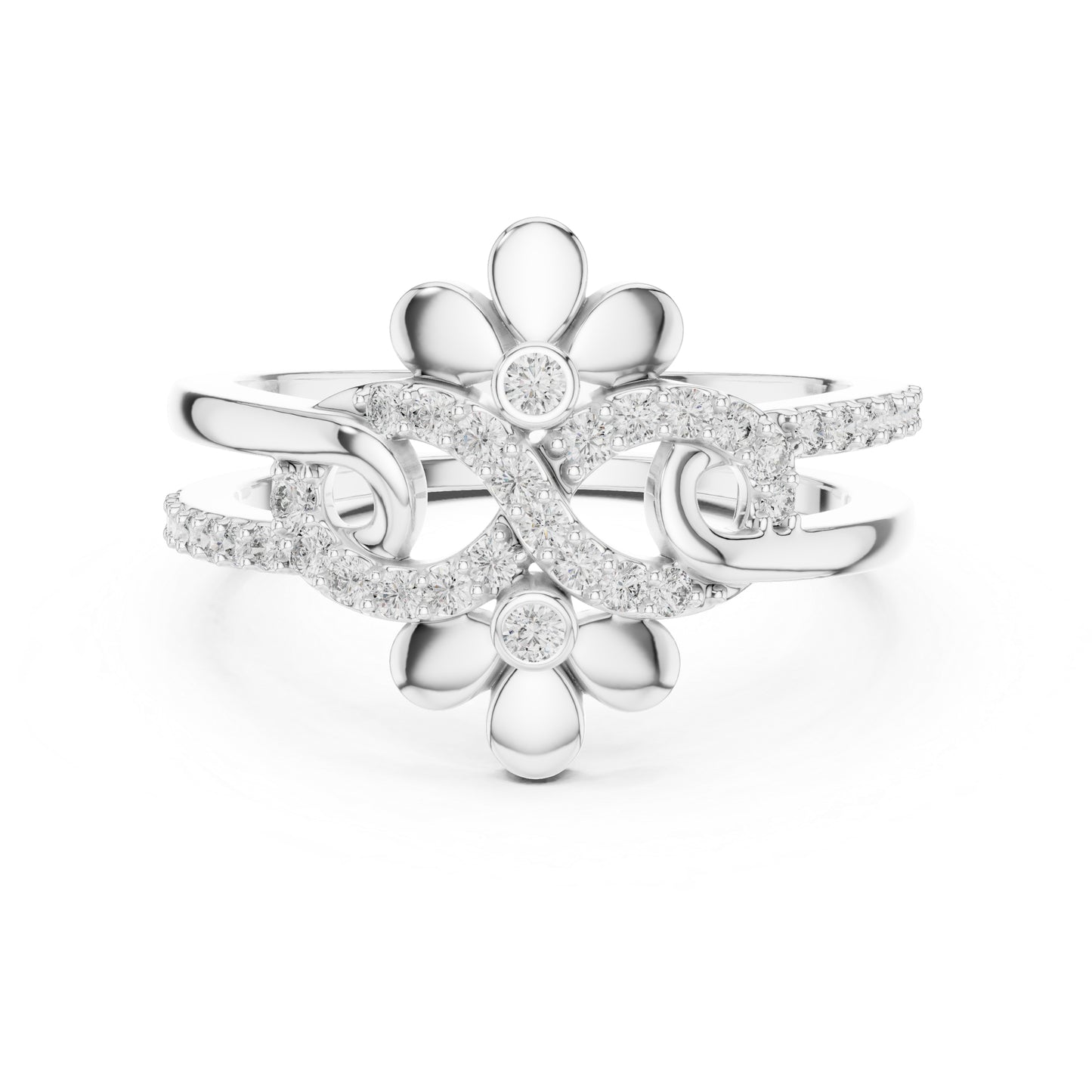 14K White Gold Round Lab-Grown Diamond Drop Bridal Ring for Women | Pure Carat