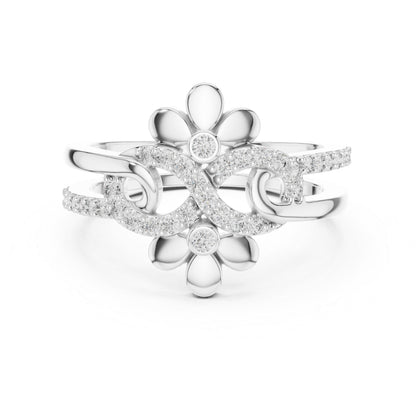 14K White Gold Round Lab-Grown Diamond Drop Bridal Ring for Women | Pure Carat