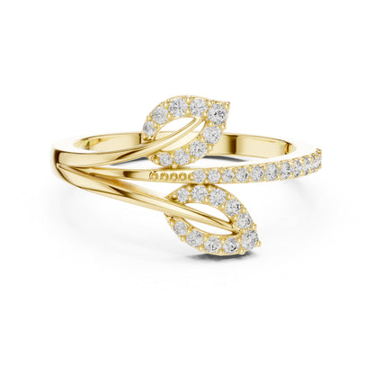 14K Yellow Gold Round Lab-Grown Diamond Ring for Women | Office Wear | Pure Carat