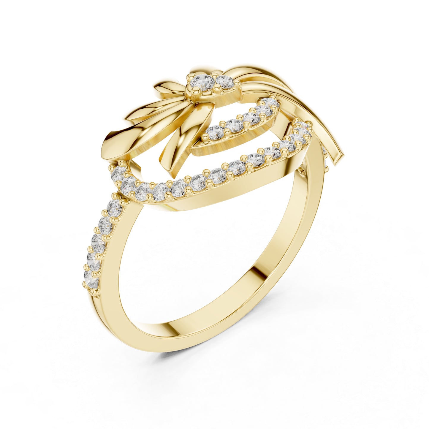 18K Yellow Gold Round Lab-Grown Diamond Bridal Ring for Women | Pure Carat