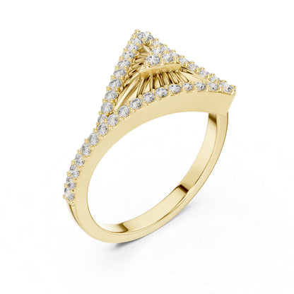 14K Yellow Gold Round Lab-Grown Diamond Drop Ring for Women | Party Wear | Pure Carat