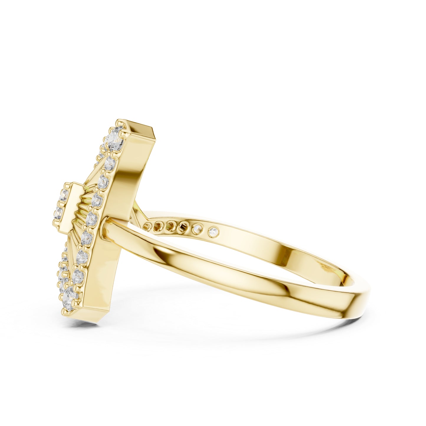 14K Yellow Gold Round Lab-Grown Diamond Drop Ring for Women | Party Wear | Pure Carat