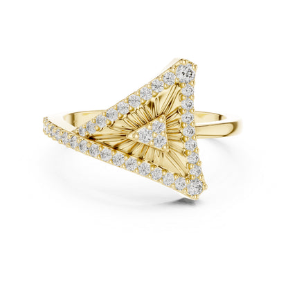 14K Yellow Gold Round Lab-Grown Diamond Drop Ring for Women | Party Wear | Pure Carat