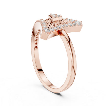 14K Yellow Gold Round Lab-Grown Diamond Drop Ring for Women | Party Wear | Pure Carat