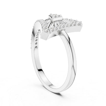 14K Yellow Gold Round Lab-Grown Diamond Drop Ring for Women | Party Wear | Pure Carat