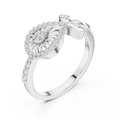 14K White Gold Round Lab-Grown Diamond Stud Ring for Women | Office Wear | Pure Carat