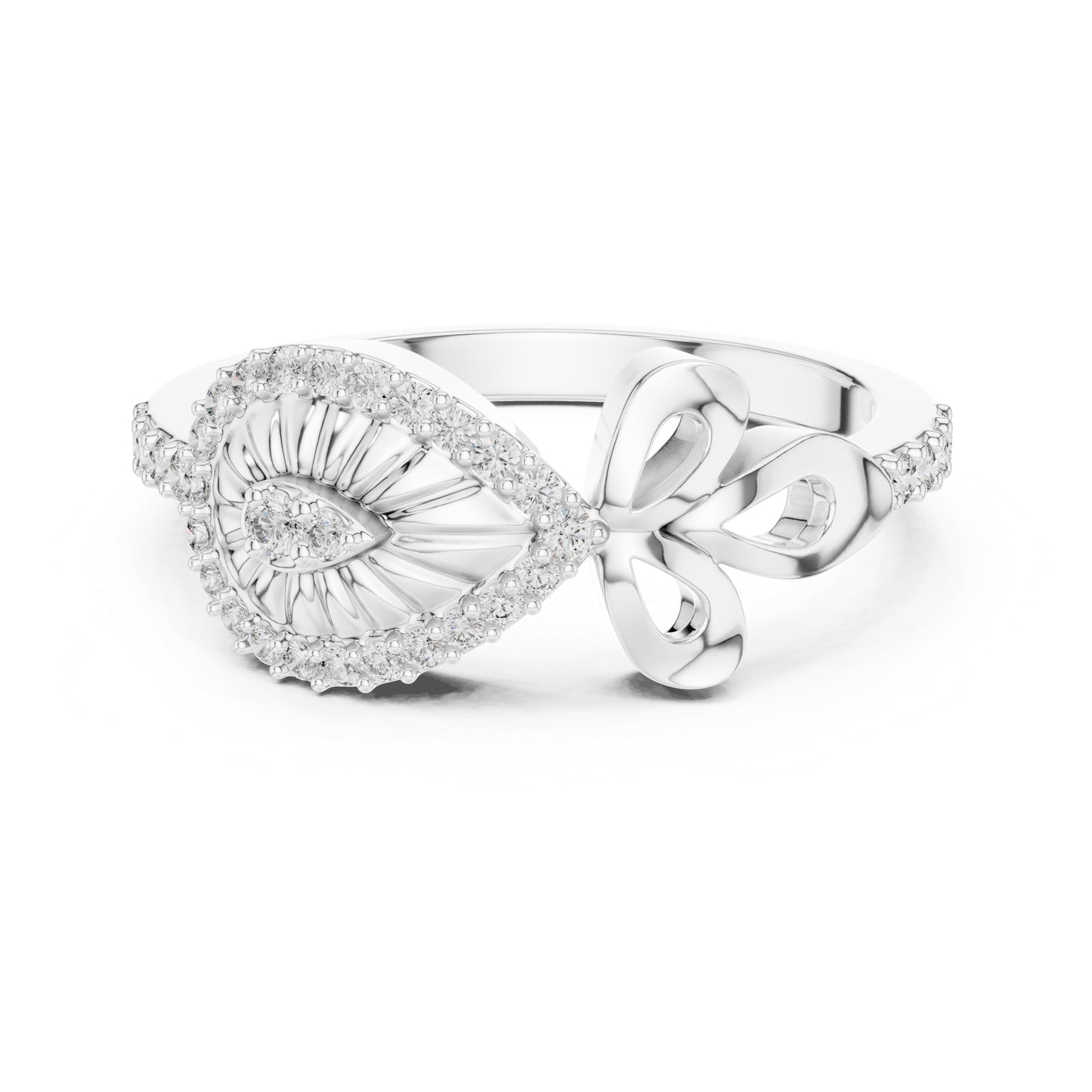 14K White Gold Round Lab-Grown Diamond Stud Ring for Women | Office Wear | Pure Carat