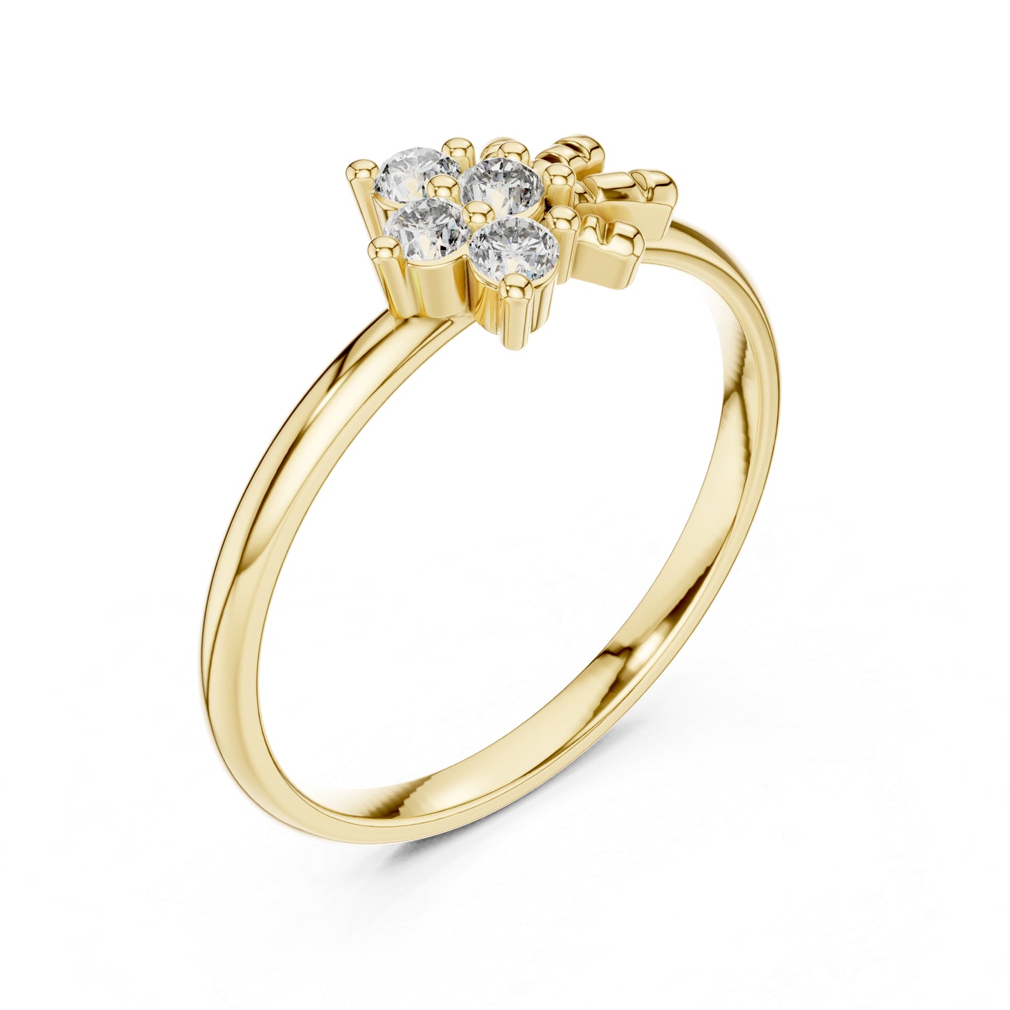 18K White Gold Round Lab-Grown Diamond Stud Ring for Women | Party Wear | Pure Carat
