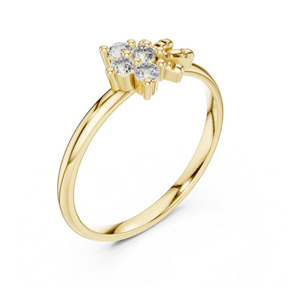 18K White Gold Round Lab-Grown Diamond Stud Ring for Women | Party Wear | Pure Carat