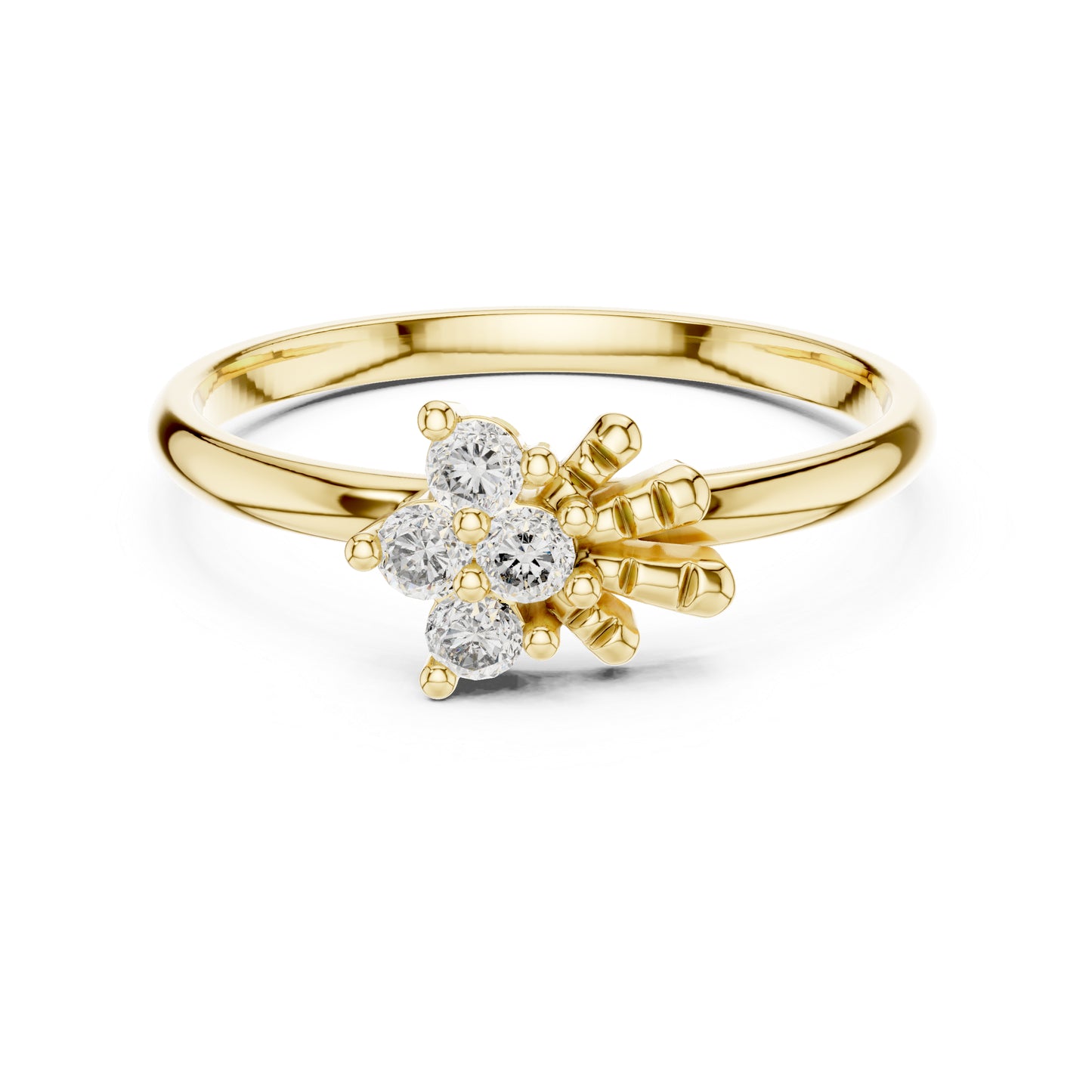 18K White Gold Round Lab-Grown Diamond Stud Ring for Women | Party Wear | Pure Carat