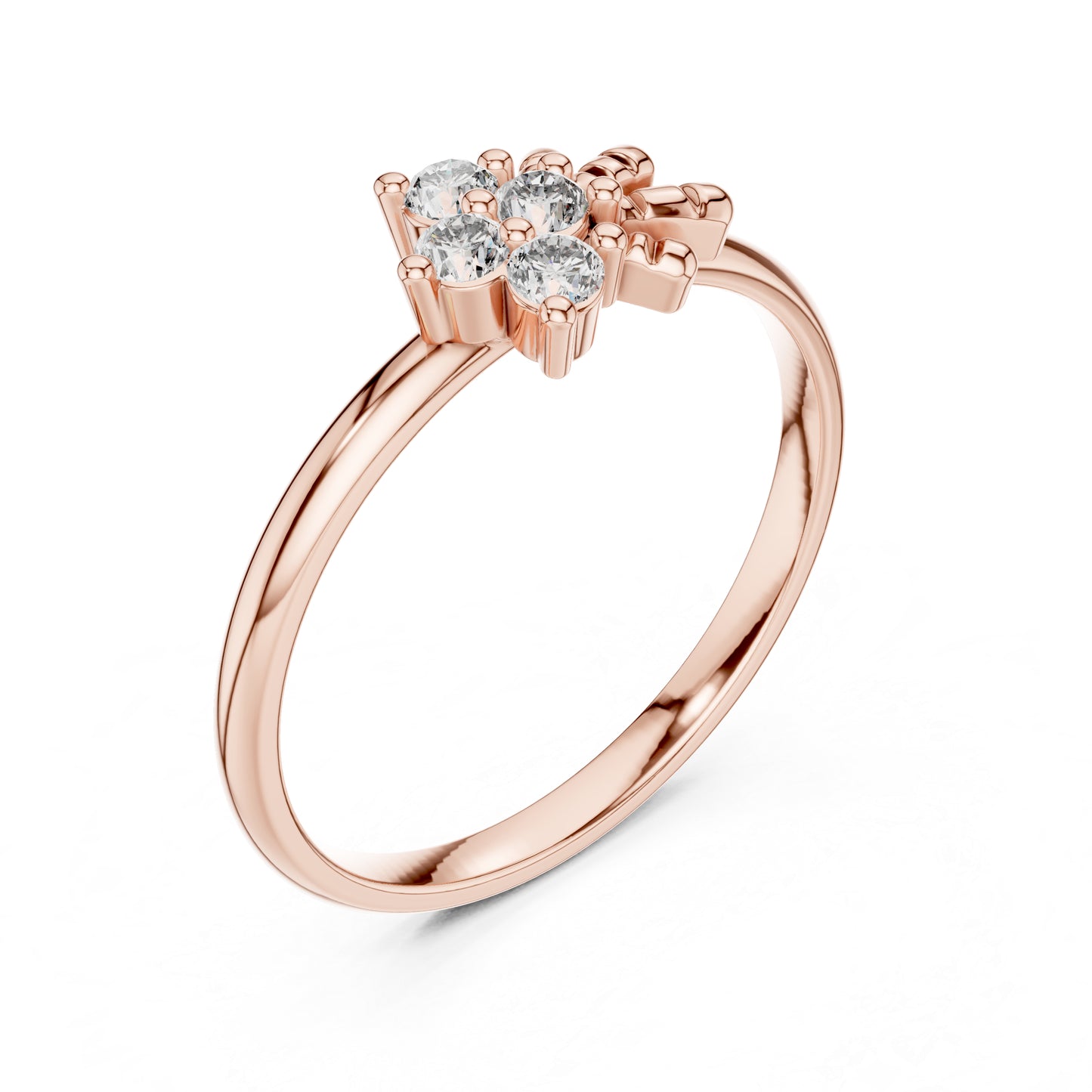 18K White Gold Round Lab-Grown Diamond Stud Ring for Women | Party Wear | Pure Carat