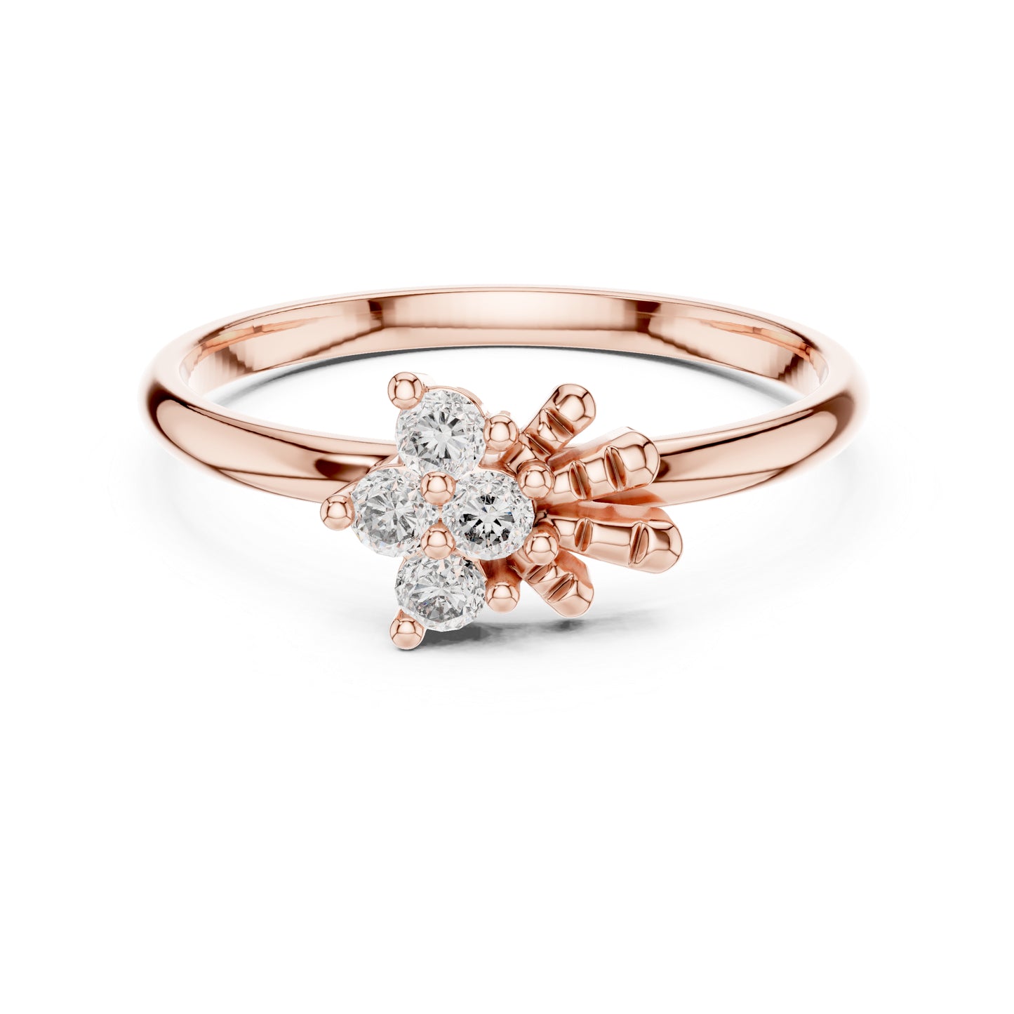 18K White Gold Round Lab-Grown Diamond Stud Ring for Women | Party Wear | Pure Carat