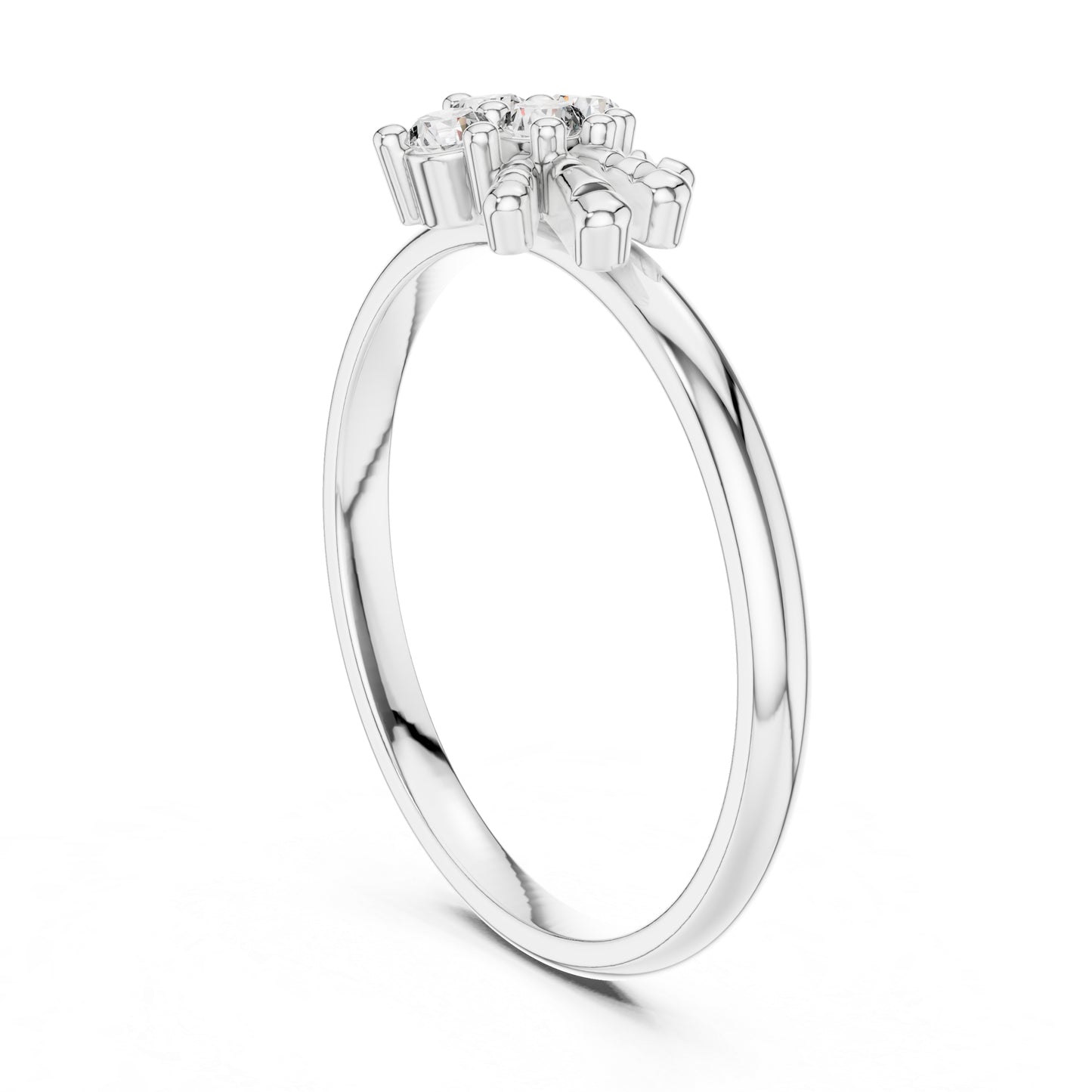 18K White Gold Round Lab-Grown Diamond Stud Ring for Women | Party Wear | Pure Carat