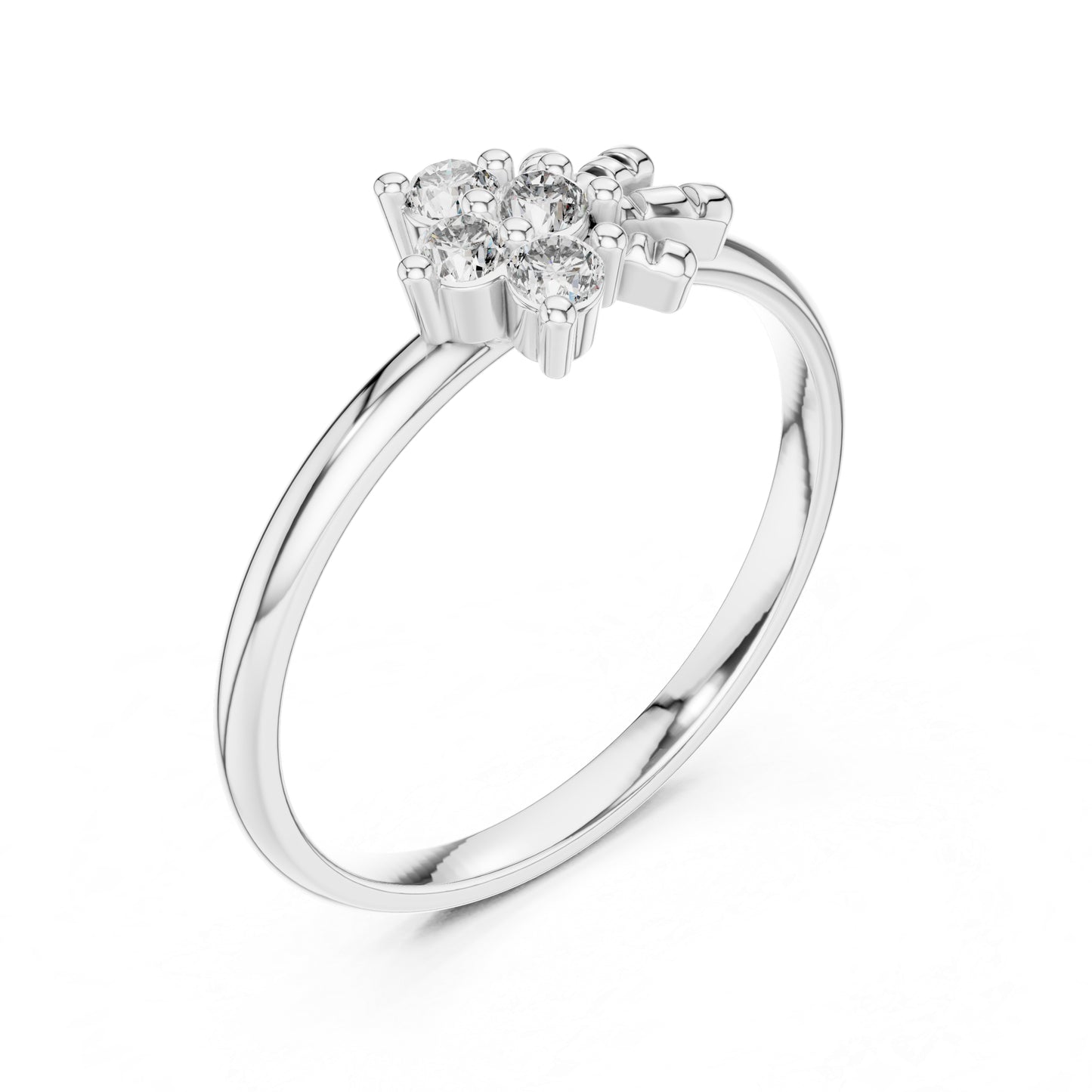 18K White Gold Round Lab-Grown Diamond Stud Ring for Women | Party Wear | Pure Carat