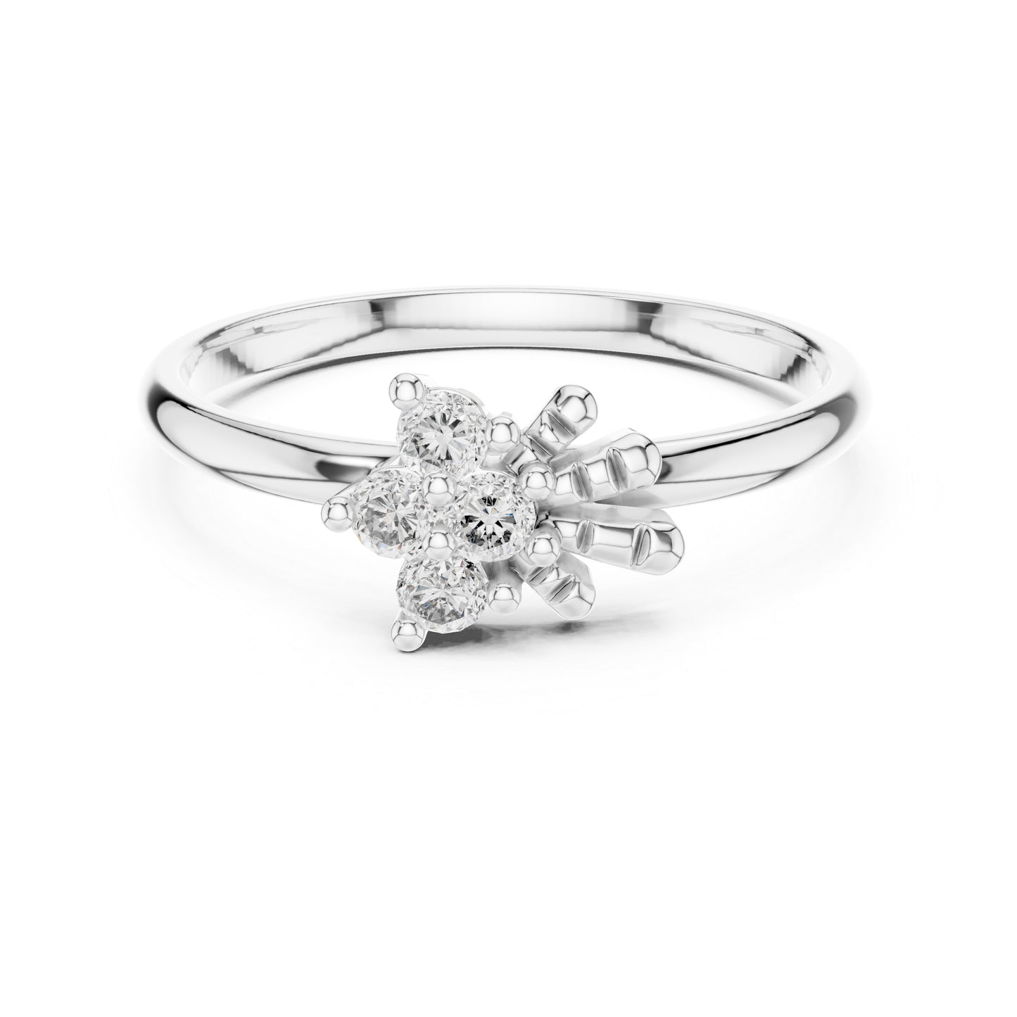 18K White Gold Round Lab-Grown Diamond Stud Ring for Women | Party Wear | Pure Carat