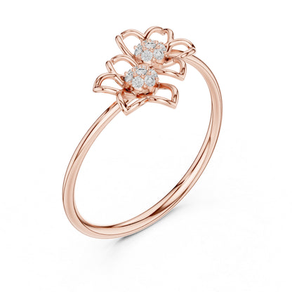 18K Rose Gold Round Lab-Grown Diamond Stud Ring for Women | Anniversary Gift | Pure Carat