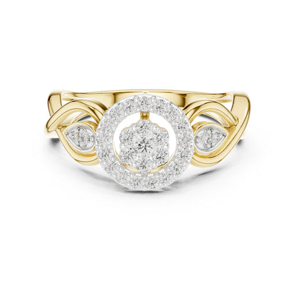 14K Yellow Gold Round Lab-Grown Diamond Drop Ring for Women | Bridal Wear | Pure Carat