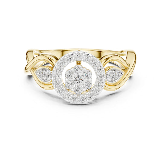 14K Yellow Gold Round Lab-Grown Diamond Drop Ring for Women | Bridal Wear | Pure Carat