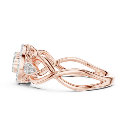 14K Yellow Gold Round Lab-Grown Diamond Drop Ring for Women | Bridal Wear | Pure Carat