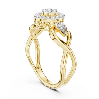 14K Yellow Gold Round Lab-Grown Diamond Drop Ring for Women | Bridal Wear | Pure Carat