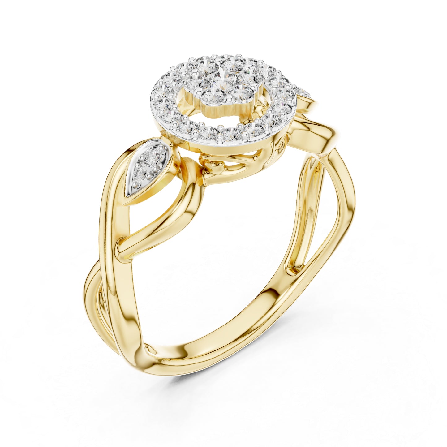 14K Yellow Gold Round Lab-Grown Diamond Drop Ring for Women | Bridal Wear | Pure Carat