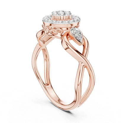 14K Yellow Gold Round Lab-Grown Diamond Drop Ring for Women | Bridal Wear | Pure Carat