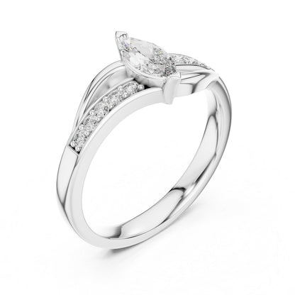 18K White Gold Round Lab-Grown Diamond Solitaire Ring for Women | Wedding Wear | Pure Carat