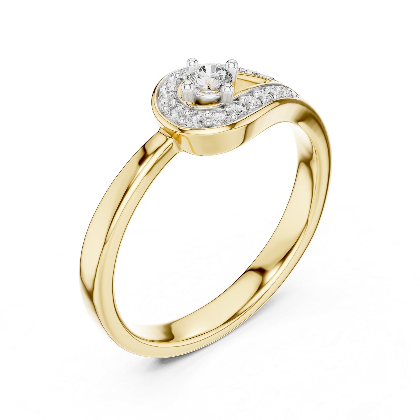 14K Yellow Gold Round Lab-Grown Diamond Ring for Women | Everyday Wear | Pure Carat