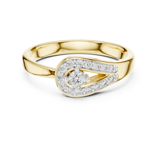14K Yellow Gold Round Lab-Grown Diamond Ring for Women | Everyday Wear | Pure Carat