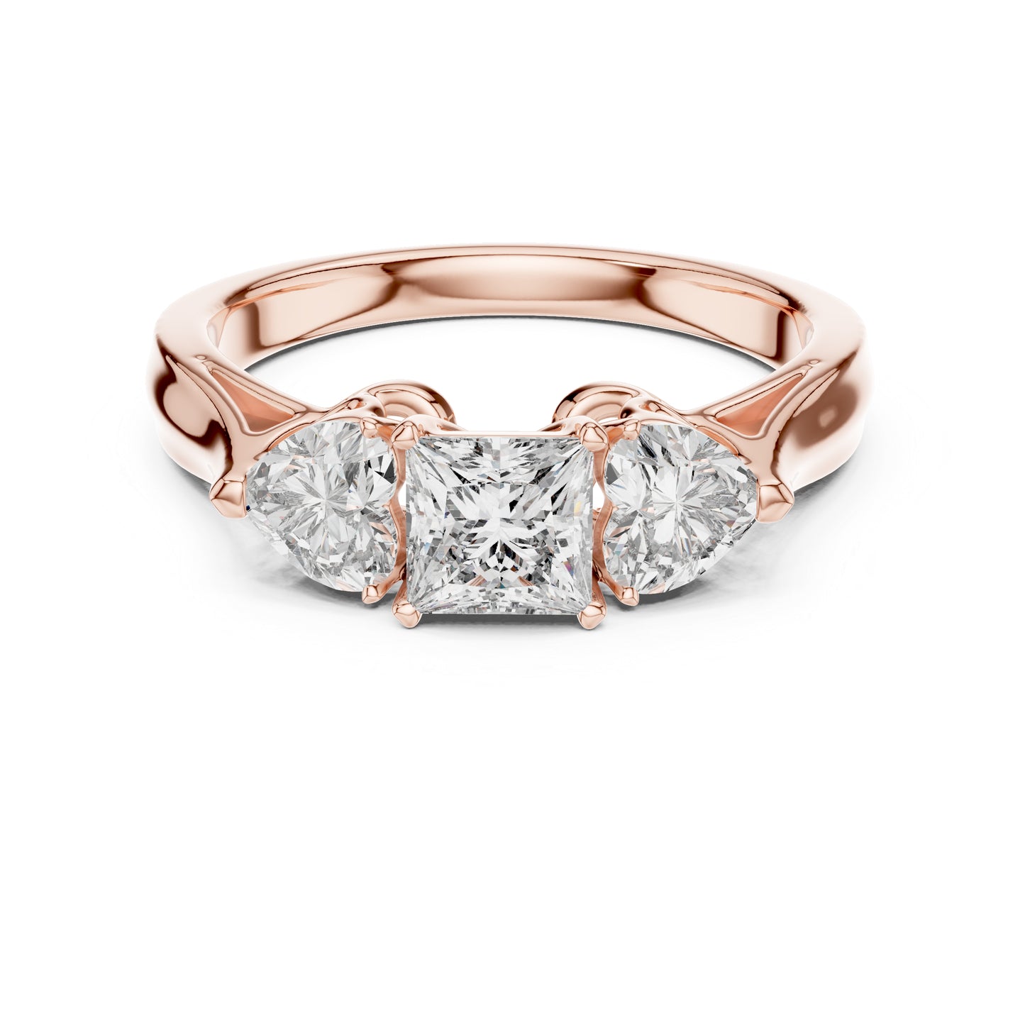 14K Yellow Gold Princess & Heart Lab-Grown Diamond Stud Ring| PureCarat