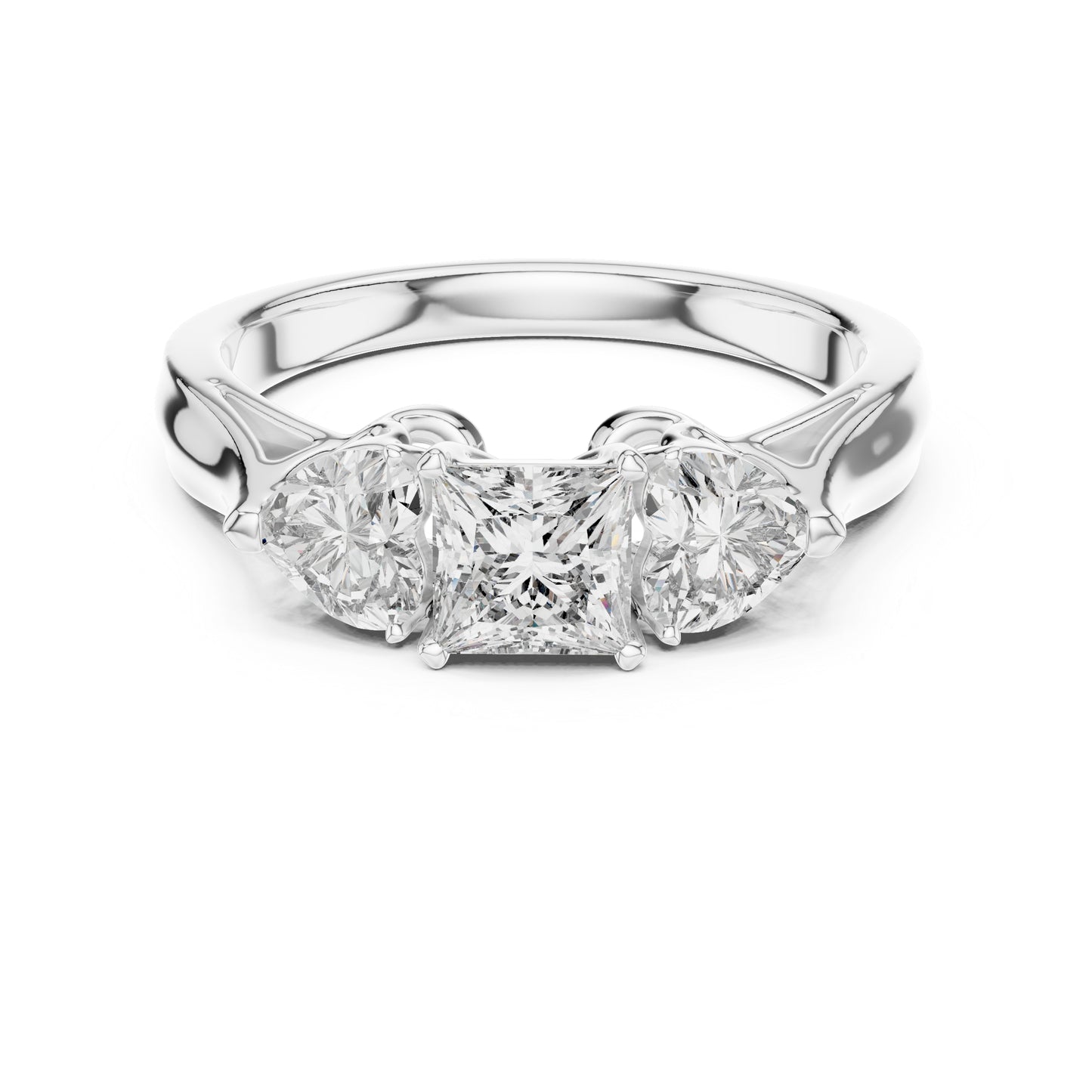 14K Yellow Gold Princess & Heart Lab-Grown Diamond Stud Ring| PureCarat