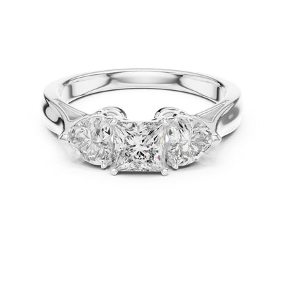 14K Yellow Gold Princess & Heart Lab-Grown Diamond Stud Ring| PureCarat