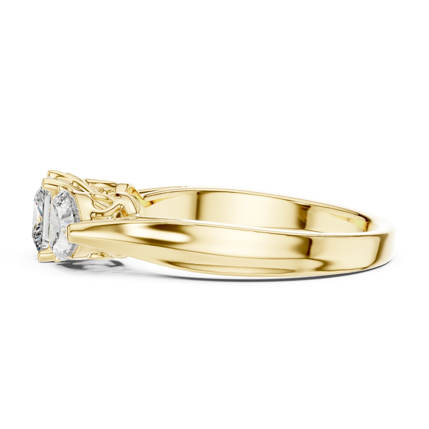 14K Yellow Gold Princess & Heart Lab-Grown Diamond Stud Ring| PureCarat