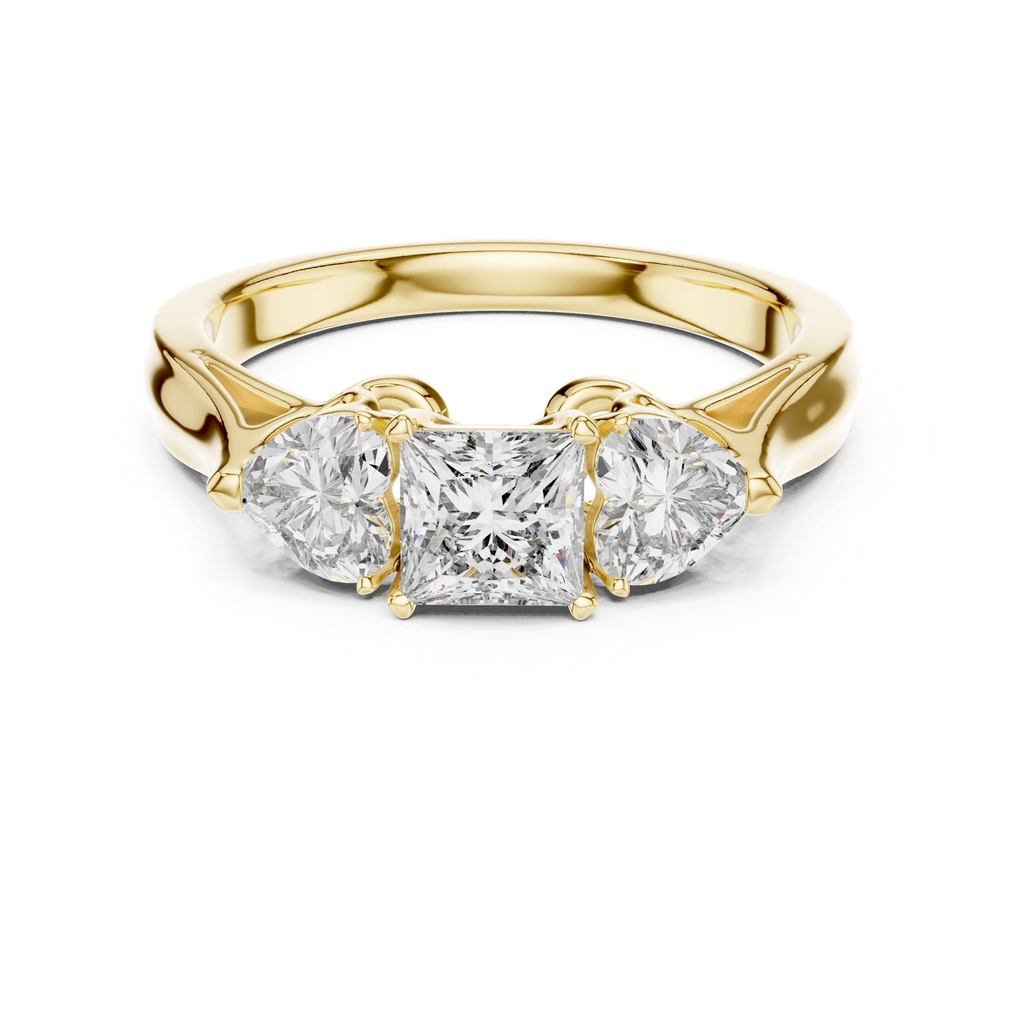 14K Yellow Gold Princess & Heart Lab-Grown Diamond Stud Ring| PureCarat