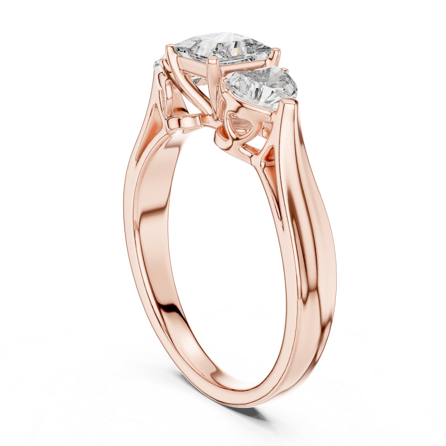 14K Yellow Gold Princess & Heart Lab-Grown Diamond Stud Ring| PureCarat