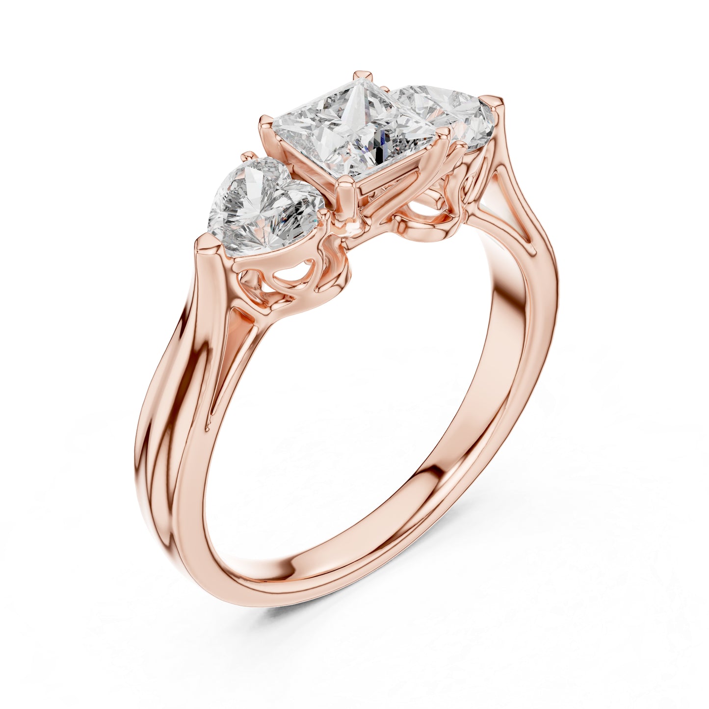 14K Yellow Gold Princess & Heart Lab-Grown Diamond Stud Ring| PureCarat