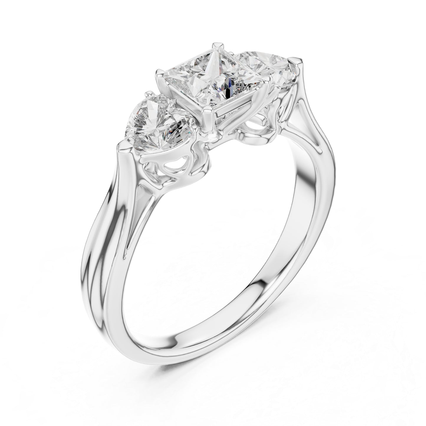 14K Yellow Gold Princess & Heart Lab-Grown Diamond Stud Ring| PureCarat