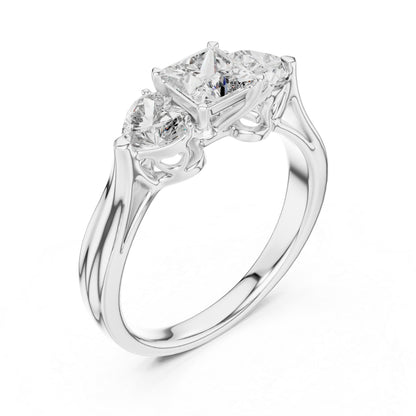 14K Yellow Gold Princess & Heart Lab-Grown Diamond Stud Ring| PureCarat
