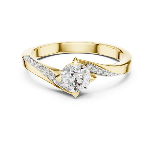 18K Rose Gold Round Lab-Grown Diamond Stud Ring for Women | Office Wear | Pure Carat