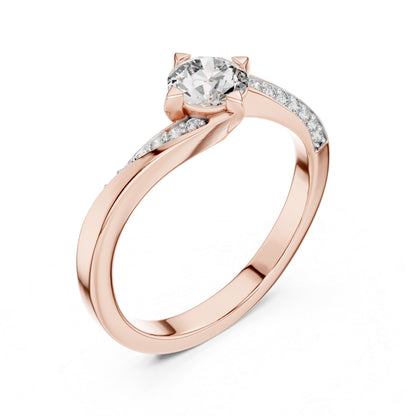 18K Rose Gold Round Lab-Grown Diamond Stud Ring for Women | Office Wear | Pure Carat