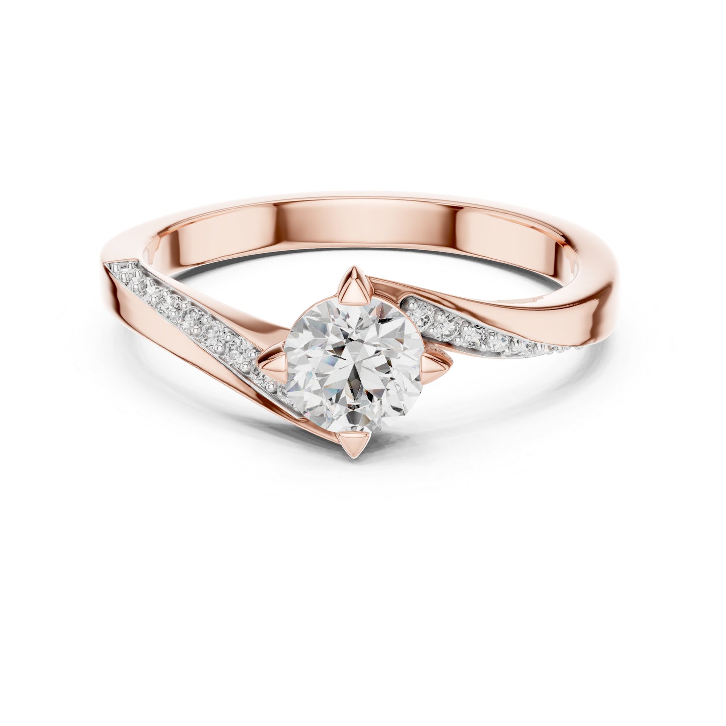 18K Rose Gold Round Lab-Grown Diamond Stud Ring for Women | Office Wear | Pure Carat