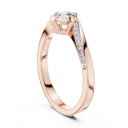 18K Rose Gold Round Lab-Grown Diamond Stud Ring for Women | Office Wear | Pure Carat