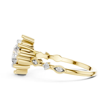 18K Yellow Gold Round Lab-Grown Diamond Drop Ring for Women | Everyday Wear | Pure Carat