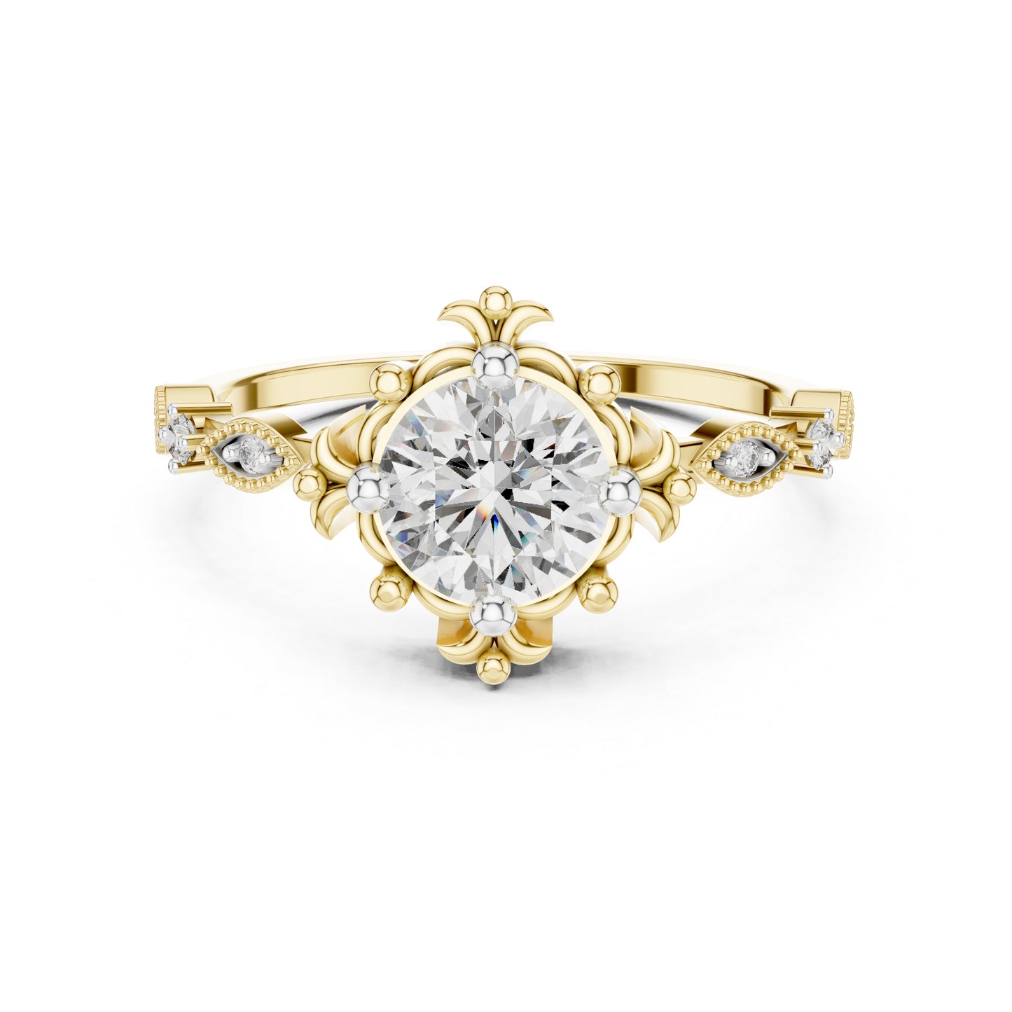 18K Yellow Gold Round Lab-Grown Diamond Drop Ring for Women | Everyday Wear | Pure Carat