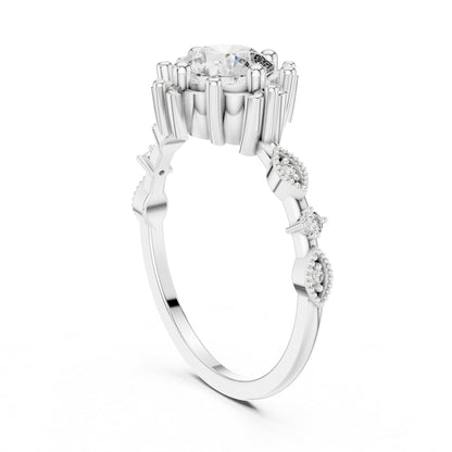 18K Yellow Gold Round Lab-Grown Diamond Drop Ring for Women | Everyday Wear | Pure Carat