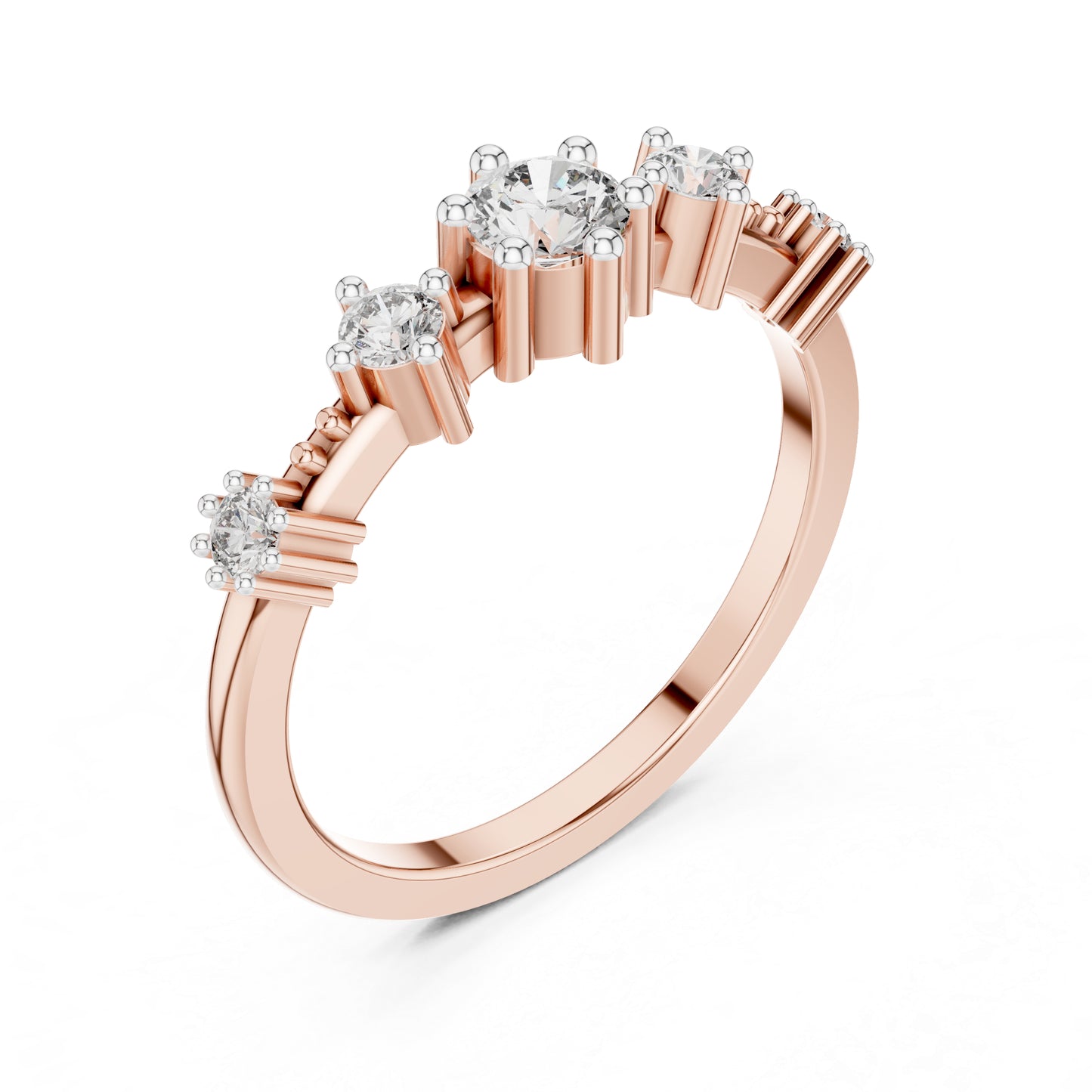 14K Rose Gold Round Lab-Grown Diamond Drop Ring for Women | Party Wear | Pure Carat