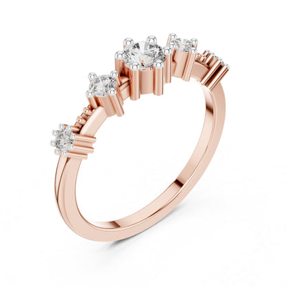 14K Rose Gold Round Lab-Grown Diamond Drop Ring for Women | Party Wear | Pure Carat