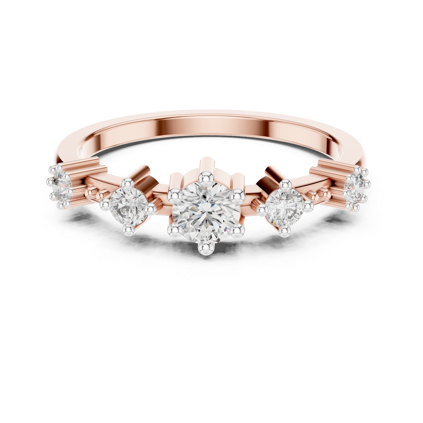 14K Rose Gold Round Lab-Grown Diamond Drop Ring for Women | Party Wear | Pure Carat