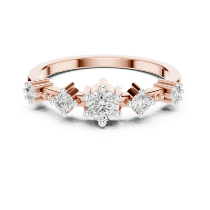 14K Rose Gold Round Lab-Grown Diamond Drop Ring for Women | Party Wear | Pure Carat