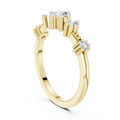 14K Rose Gold Round Lab-Grown Diamond Drop Ring for Women | Party Wear | Pure Carat